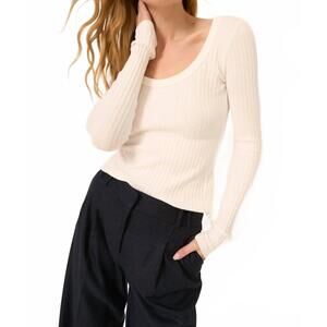 NEW PROJECT SOCIAL T what's the scoop long sleeve top in white